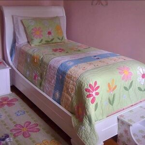 Pottery Barn Kids Daisy Garden Quilt & Sham Twin Appliquéd Floral